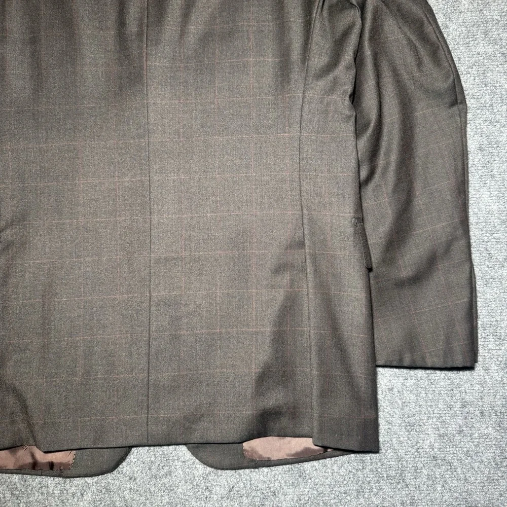 Gianluca Isaia Napoli 100% Wool Brown Windowpane Plaid Sport Coat Blazer Cary 52